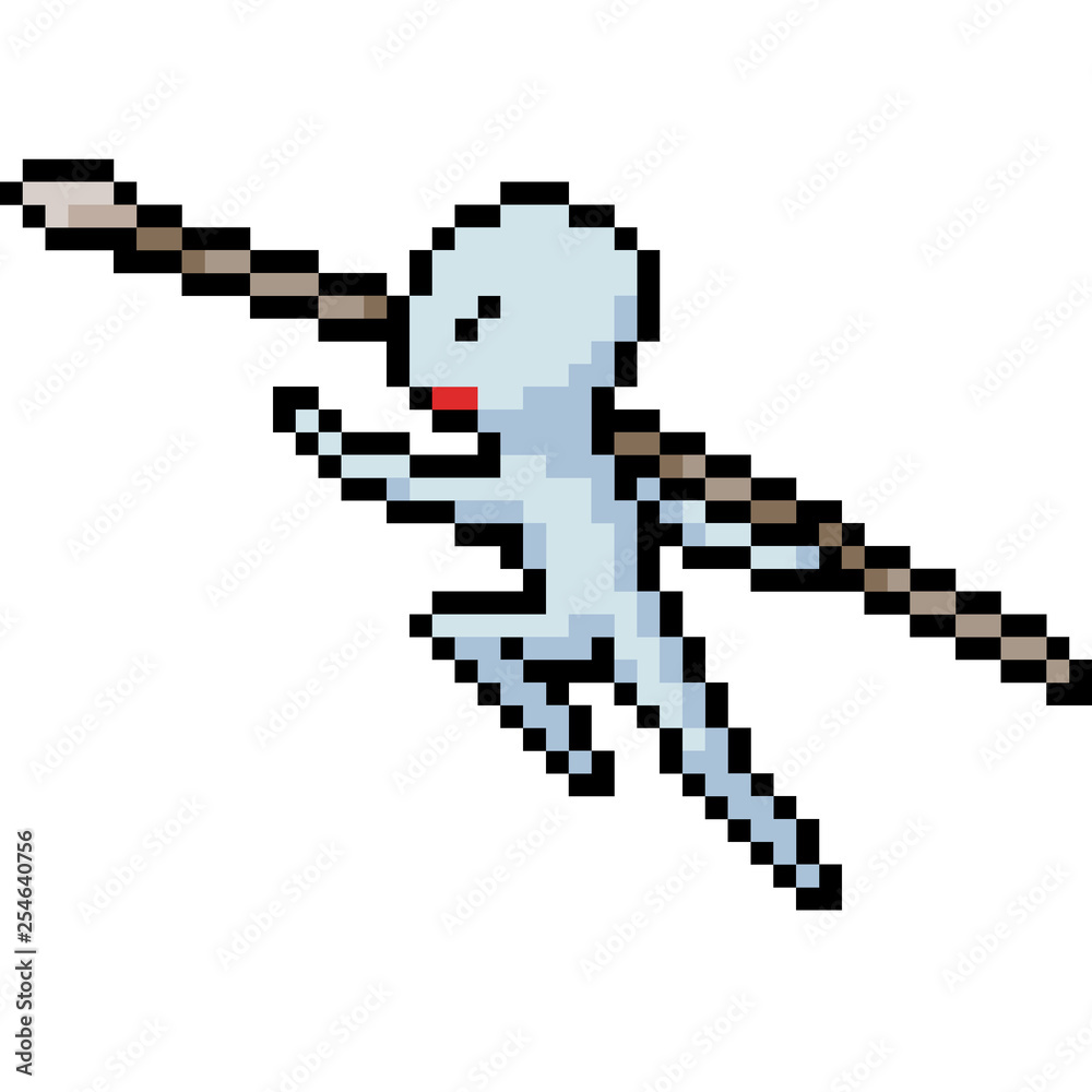 vector pixel art spear throw
