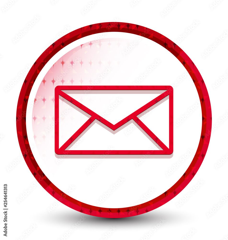 Email icon misty frozen red round button Email icon misty frozen red round button