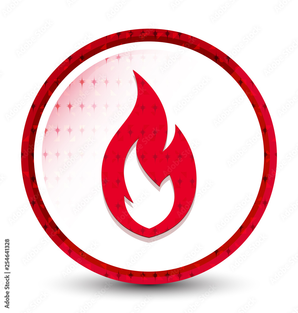 Fire flame icon misty frozen red round button Fire flame icon misty frozen red round button