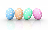 Front view four colorful easter eggs on white background,3D rendering