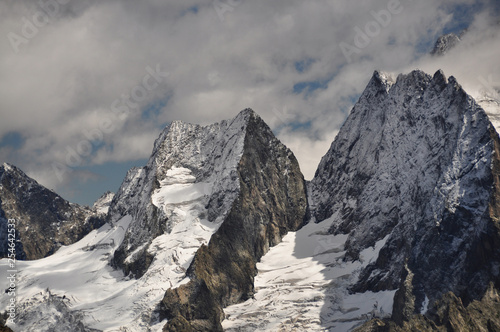 Closeup mountains scenes in national park Dombai  Caucasus  Russia