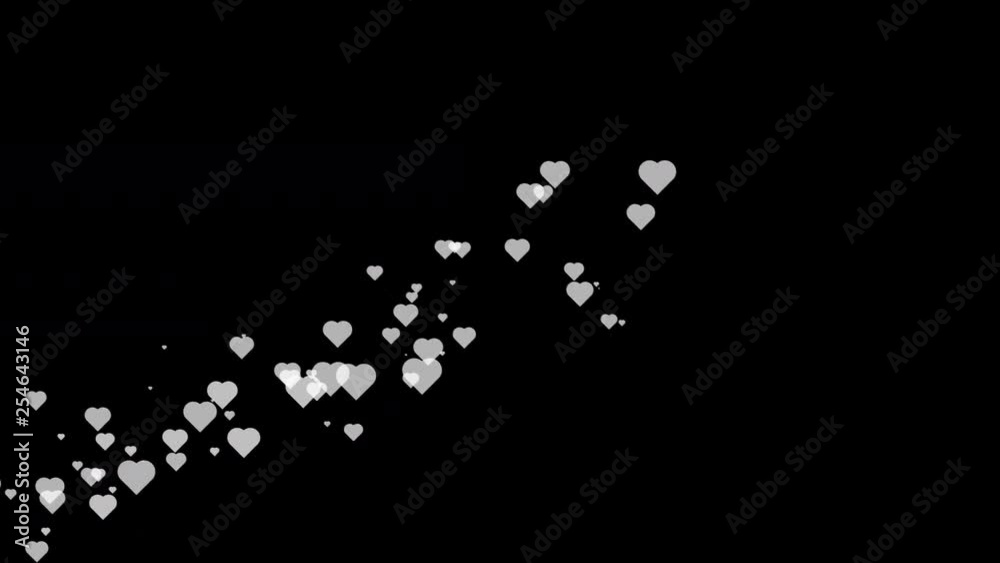 The White Hearts in flat style Floating on the air with Black background . Romance Concept The White Hearts in flat style Floating on the air with Black background . Romance Concept