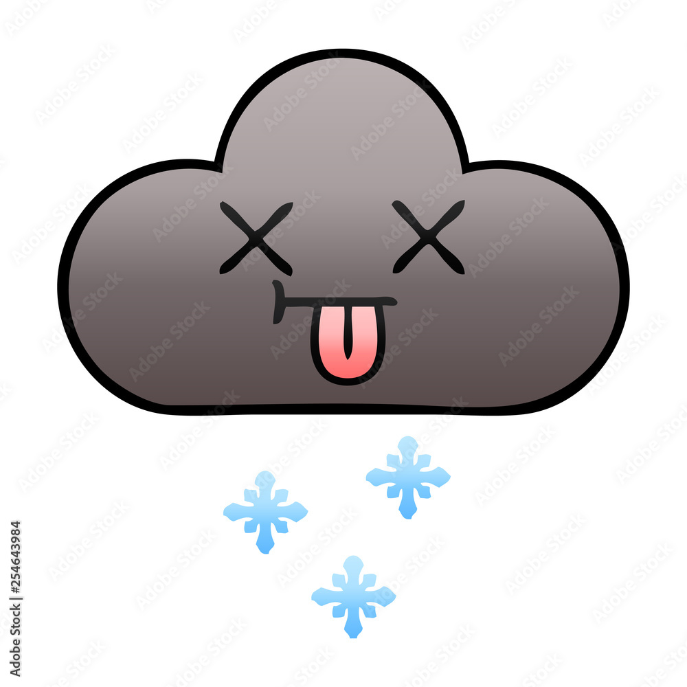 gradient shaded cartoon storm snow cloud gradient shaded cartoon storm snow cloud