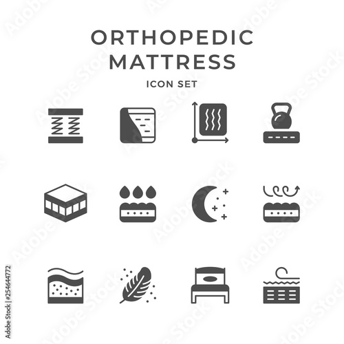 Set icons of orthopedic mattress