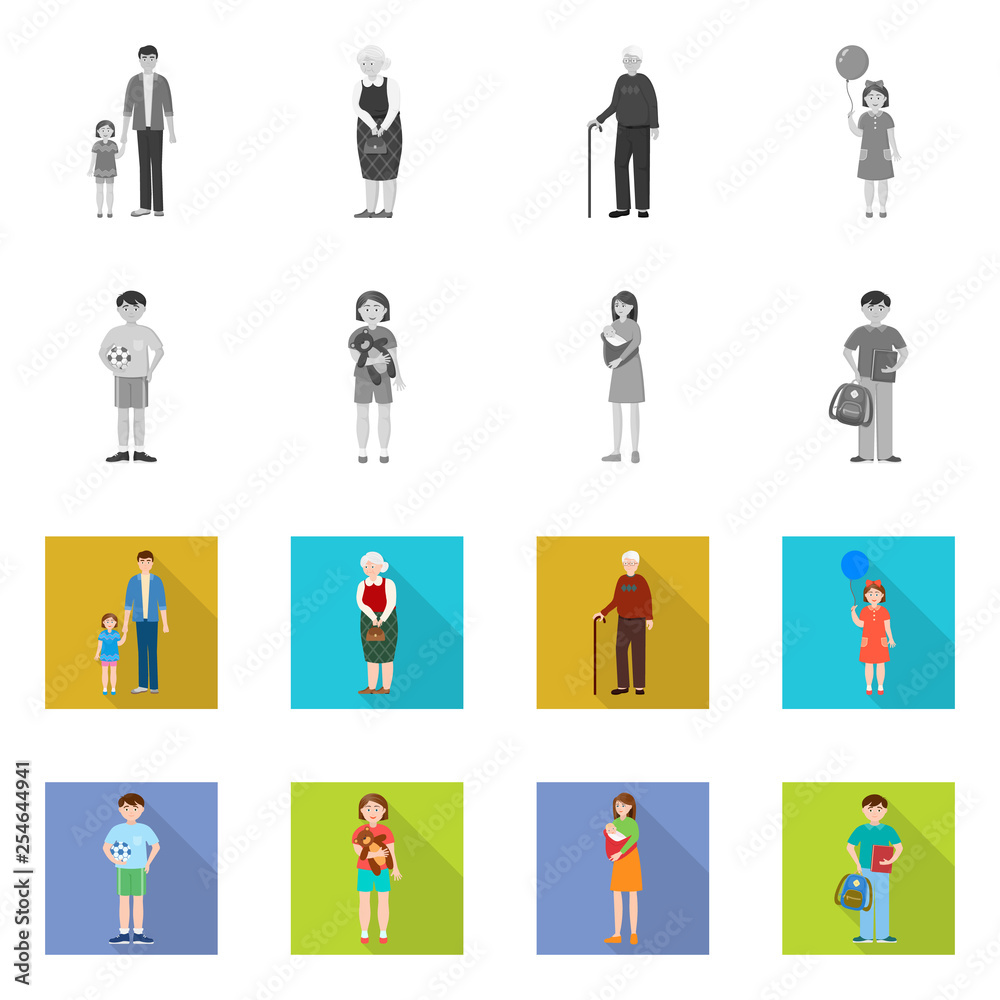 Vector illustration of character and avatar logo. Collection of character and portrait stock symbol for web. Vector illustration of character and avatar logo. Collection of character and portrait stock symbol for web.
