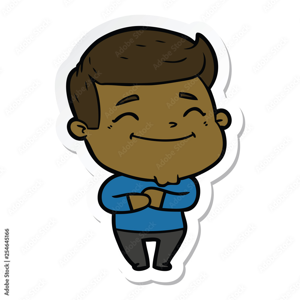 sticker of a happy cartoon man sticker of a happy cartoon man