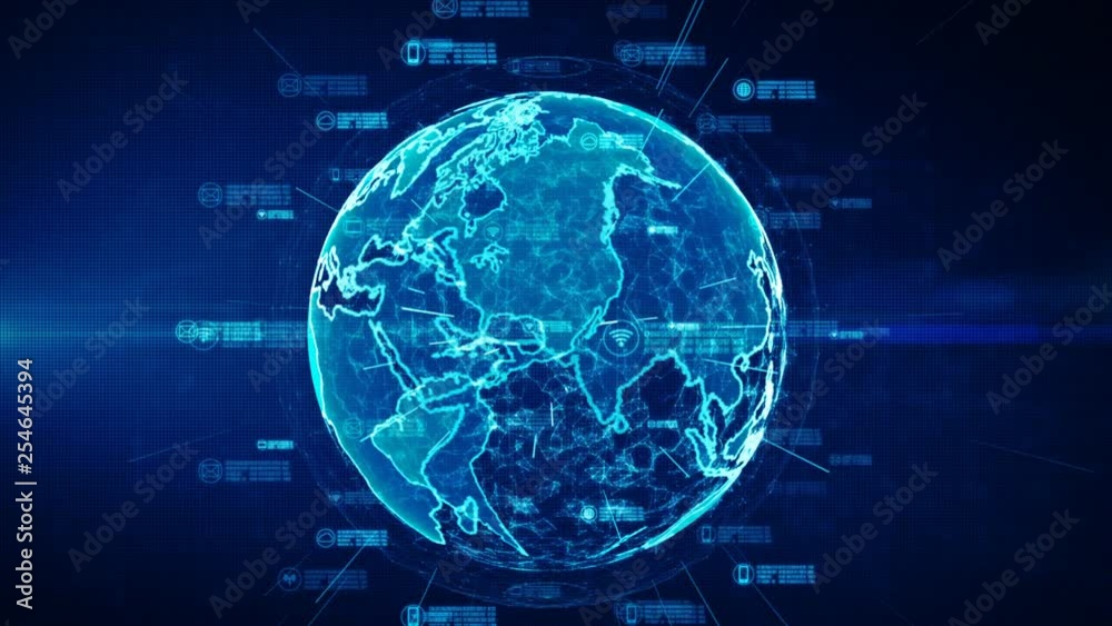 Secure data network. Cyber Security and Protection of personal data concept. Earth element furnished by Nasa