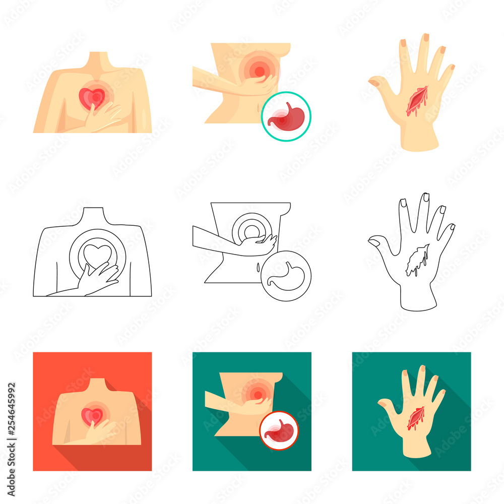 Fototapeta premium Vector illustration of hospital and rendering symbol. Set of hospital and help vector icon for stock.