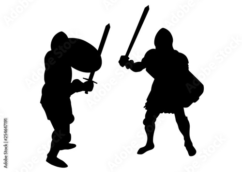 Man in old knightly clothes on white background