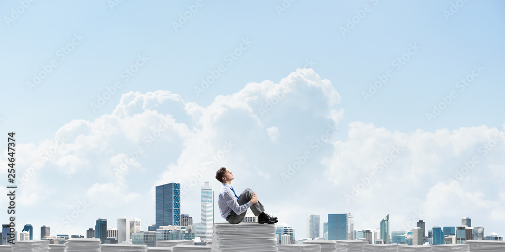 Businessman dreaming about future business. Businessman dreaming about future business.