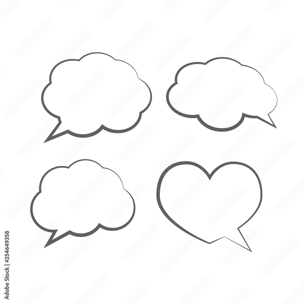 Stickers of speech bubbles vector. Cloud bubble speech for communication Stickers of speech bubbles vector. Cloud bubble speech for communication
