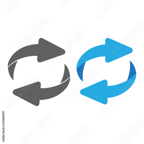 Rotating, circular, cyclic arrows. Recurrence sign. Flip over or turn arrow. Reverse sign