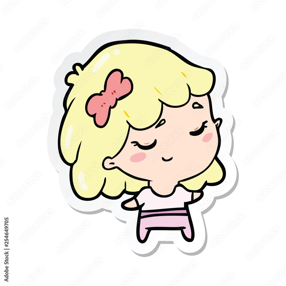 sticker of a cartoon happy girl sticker of a cartoon happy girl