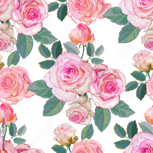 Pink rose seamless pattern -vector