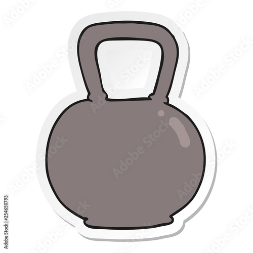 sticker of a cartoon kettle bell weight
