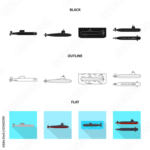 Isolated object of war and ship symbol. Set of war and fleet stock symbol for web.