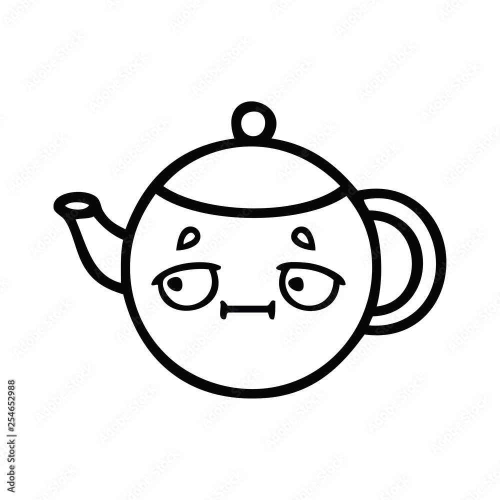 Obraz premium line drawing cartoon teapot