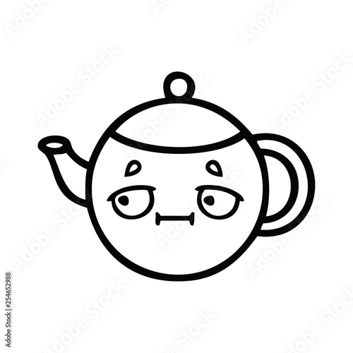 line drawing cartoon teapot