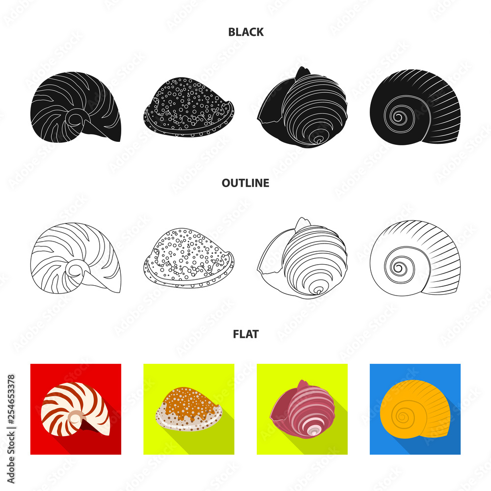 Isolated object of animal and decoration sign. Collection of animal and ocean stock vector illustration.