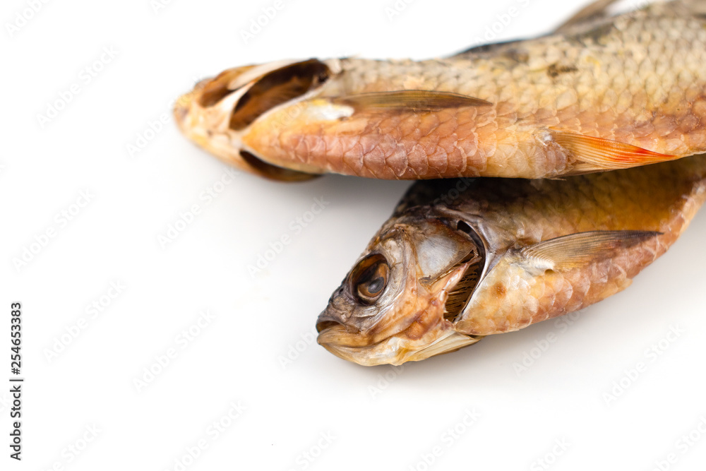 Dried fish, roech insulated on white background Dried fish, roech insulated on white background