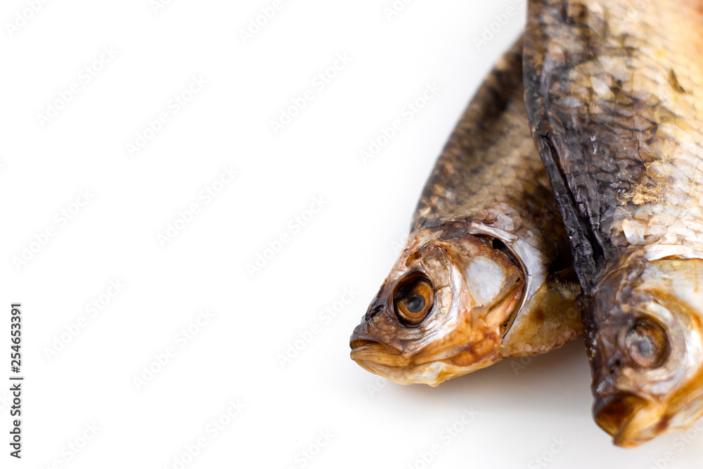 Dried fish, roech insulated on white background Dried fish, roech insulated on white background