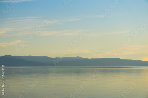 landscape with mountains and sea/lake