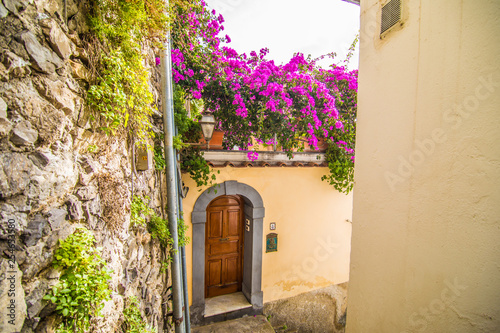 Fototapeta Naklejka Na Ścianę i Meble -  Positano, Italy - November, 2018: old cozy street in the Positano town, Campania, Italy
