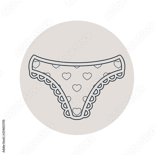 Icono plano lineal bragas con corazones en círculo color gris