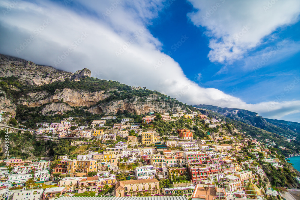 View on the cozy and cute town Positano on the Amalfi Coast, Italy.