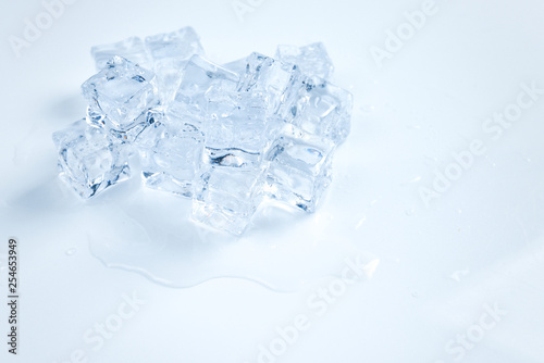 Ice crystal cubes, space for text or design.
