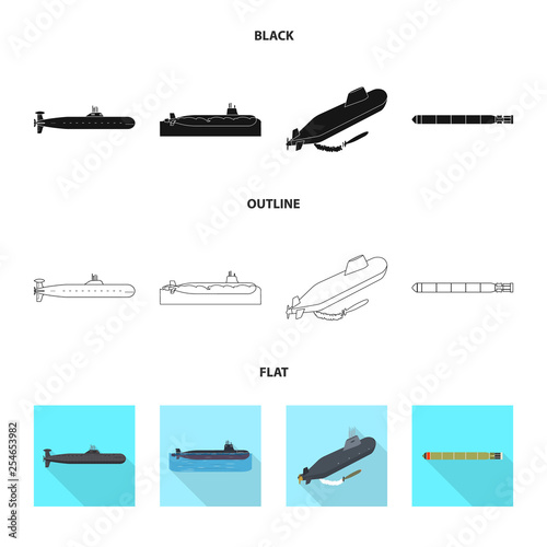 Isolated object of war and ship symbol. Set of war and fleet stock symbol for web.