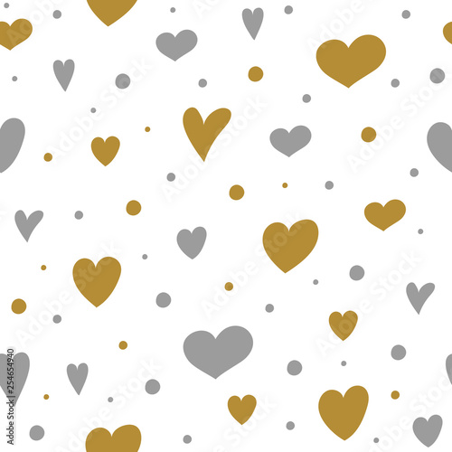 Seamless texture with cute hand drawn hearts. Valentine's Day, Mother's Day and Women's Day. Vector