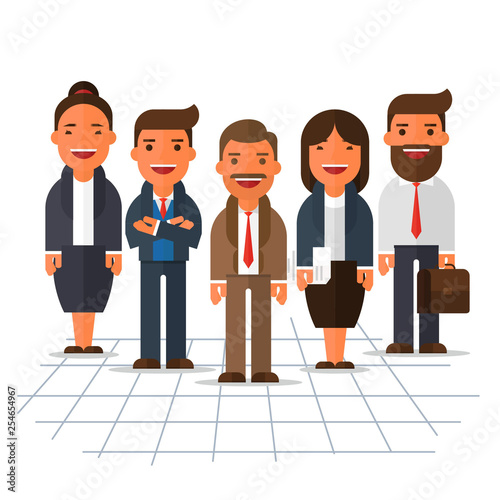 Business team of employees and the boss.