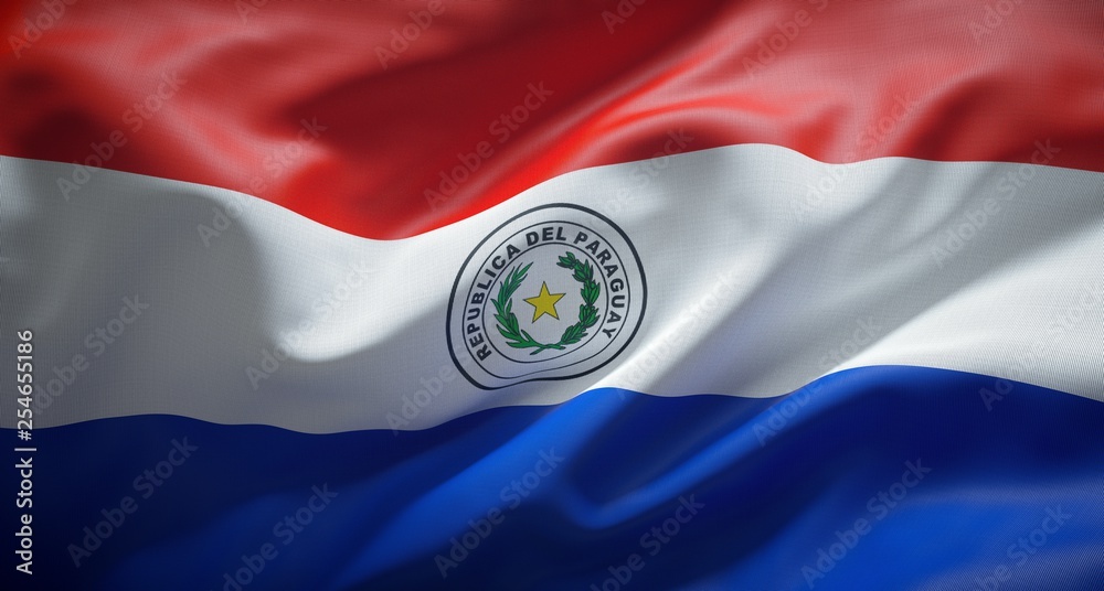 Bandera oficial de la República del Paraguay Stock Photo | Adobe Stock