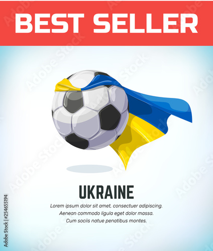 Ukraine football or soccer ball. Football national team. Vector illustration