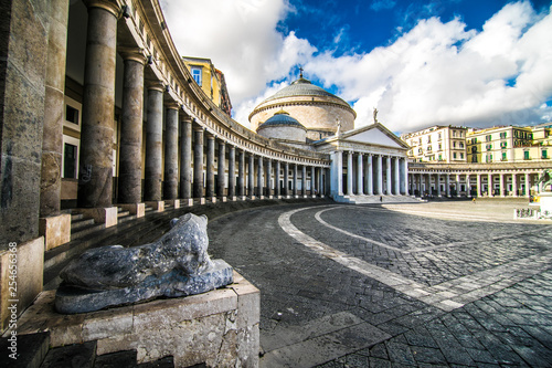 Naples, Italy - November, 2018: Church of St. Francis on the Piazza del Plebiscito in Naples, Italy