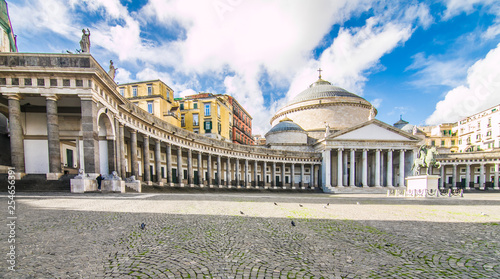 Naples, Italy - November, 2018: Church of St. Francis on the Piazza del Plebiscito in Naples, Italy