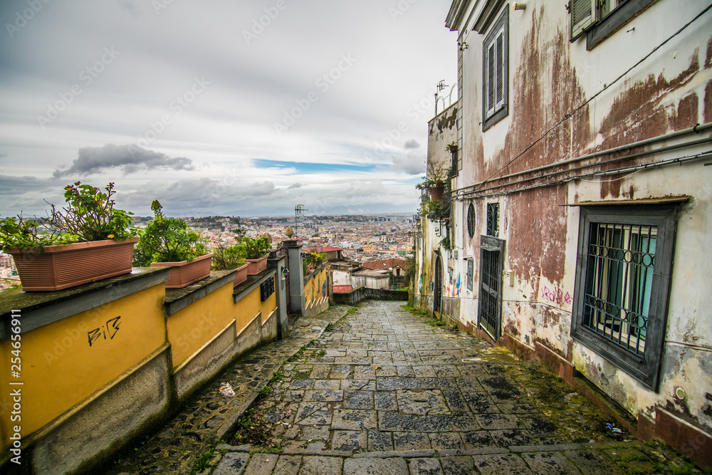 Fototapeta premium NAPLES, ITALY -November, 2018: View of Sant'Elmo Castle in Naples. Naples is one of the most densely populated cities in Europe.