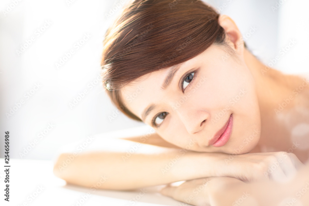 closup young woman with skin care concepts