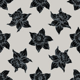 Seamless pattern with hand drawn stylized daffodil