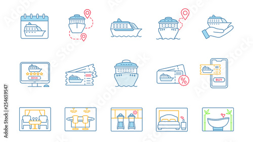 Cruise color icons set