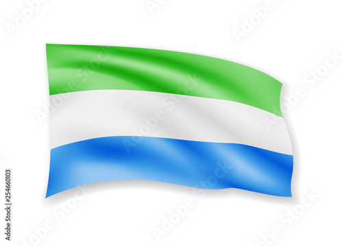 Free Download Waving Sierra Leone flag on white. Flag in the wind. - GFXLoad