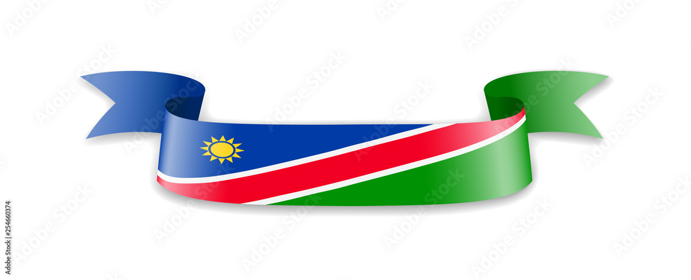 Namibia flag in the form of wave ribbon. Namibia flag in the form of wave ribbon.