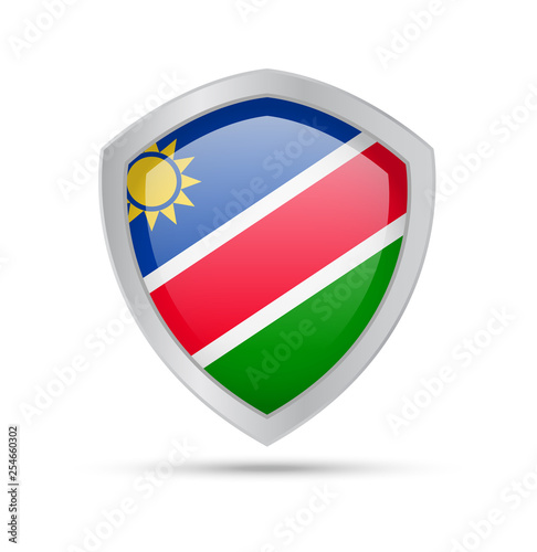 Shield with Namibia flag on white background. Free Download Shield with Namibia flag on white background. - GFXLoad