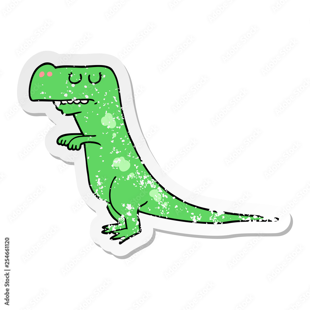 Naklejka premium distressed sticker of a cartoon dinosaur