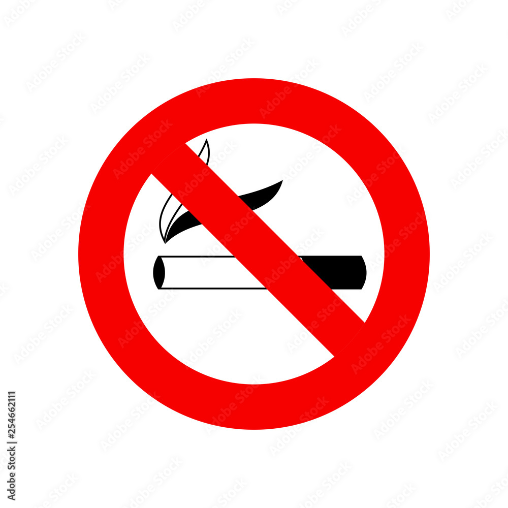 No smoking sign. Smoking ban symbol on white background. Vector flat graphic illustration. No smoking sign. Smoking ban symbol on white background. Vector flat graphic illustration.