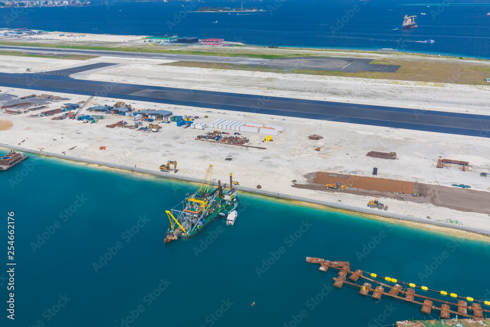 Maldives main airport in Male, Capital city of Maldives region. Airport and transportation construction 