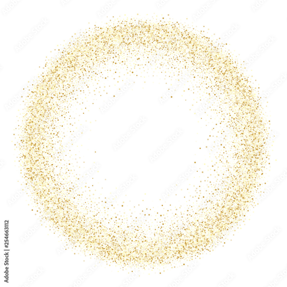 Gold sparkles glitter dust metallic confetti vector frame border background. - obrazy, fototapety, plakaty 