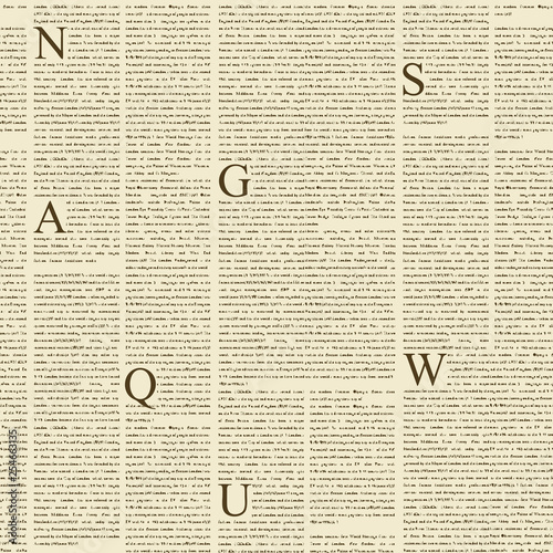 Vector seamless pattern with newspaper columns. Text in newspaper page unreadable. Old newspaper with black text, repeating newspaper vector background.