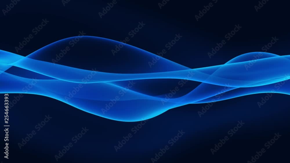 Looped animation. Abstract wavy background in dark blue color with smooth wave. Modern colorful wallpaper. 3d rendering.